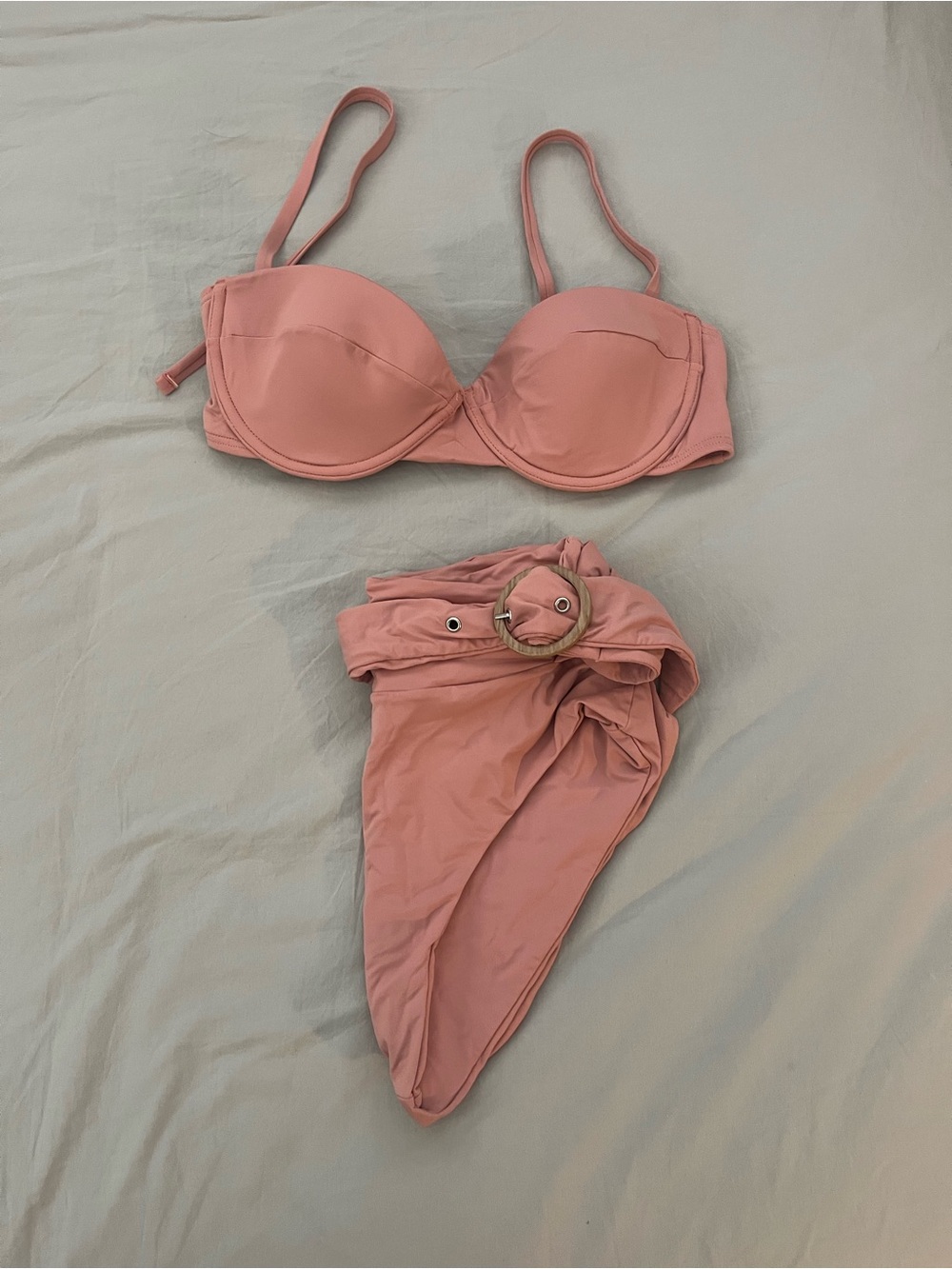 Women's High-Waist Belted Bikini Set - Dusty Rose